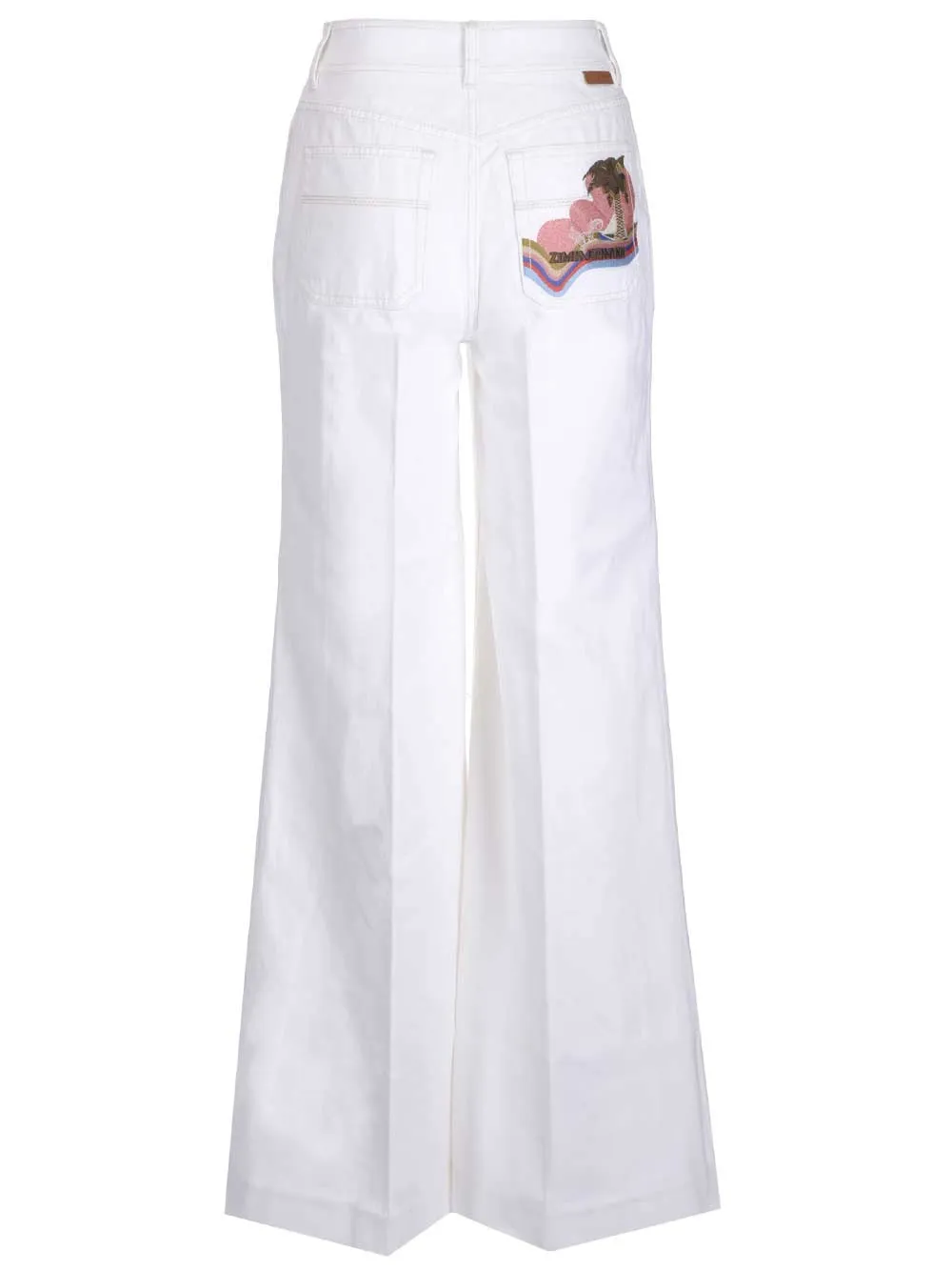 Zimmermann Postcard Embroidered Wide-Leg Jeans