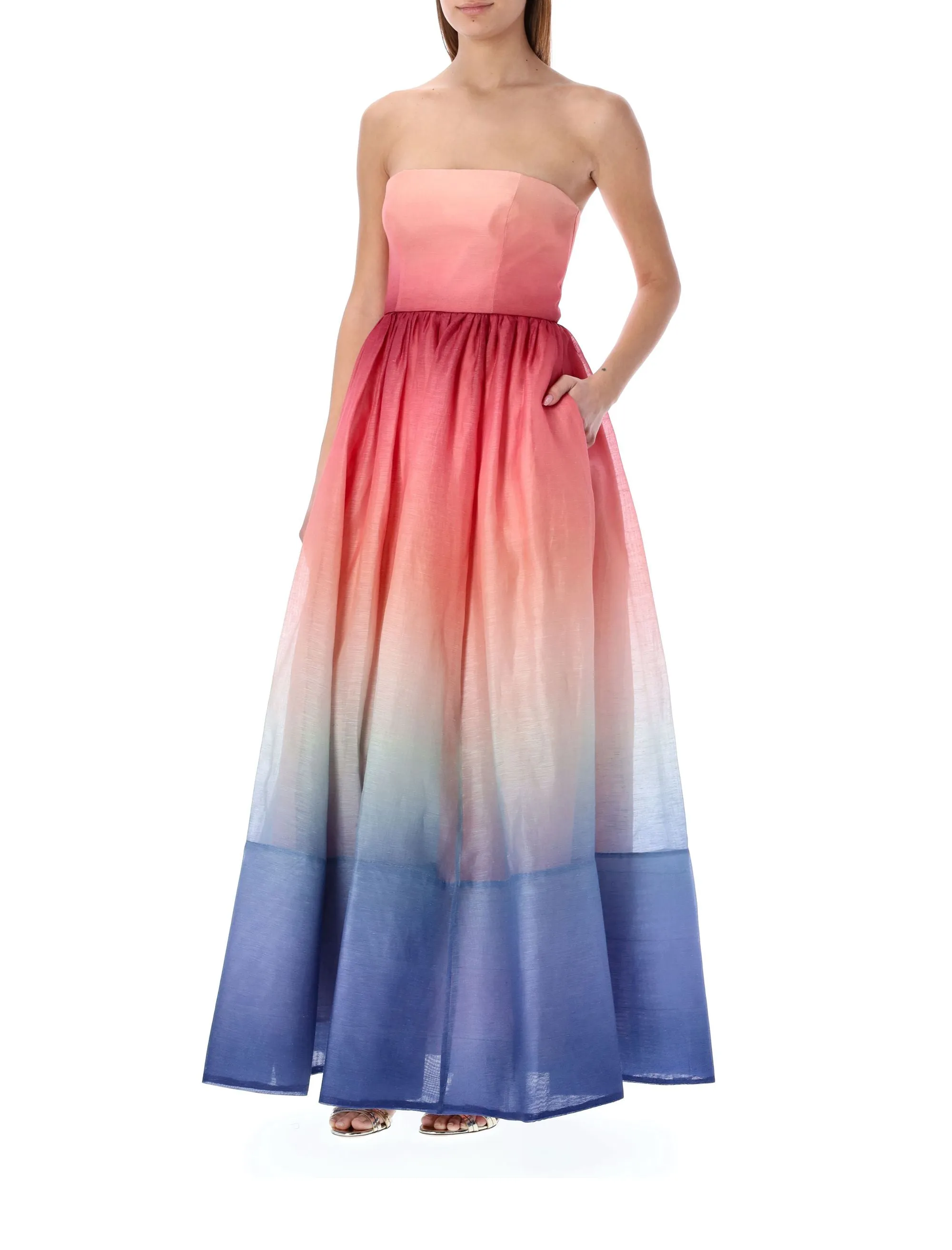 Zimmermann Postcard Strapless Midi Dress