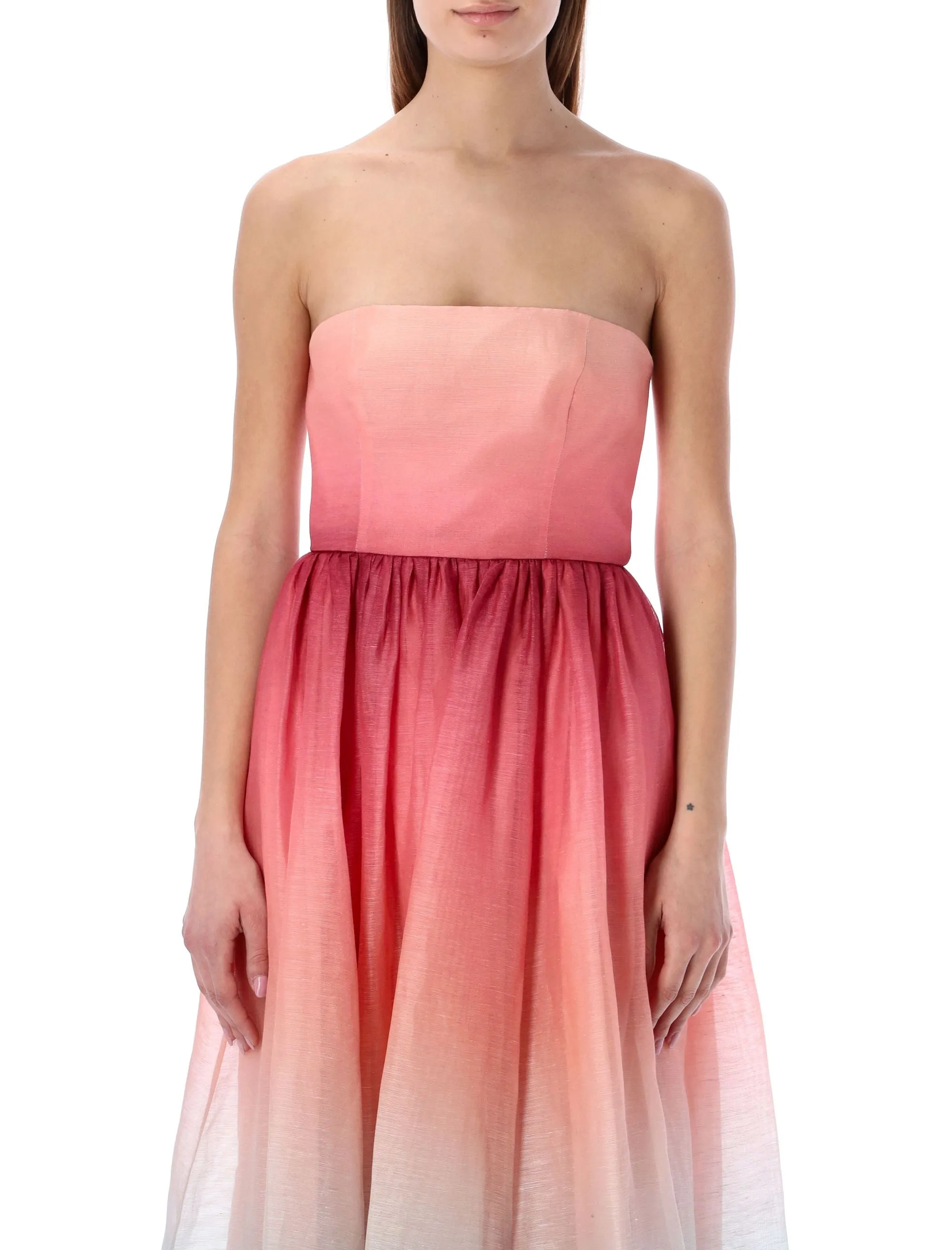 Zimmermann Postcard Strapless Midi Dress